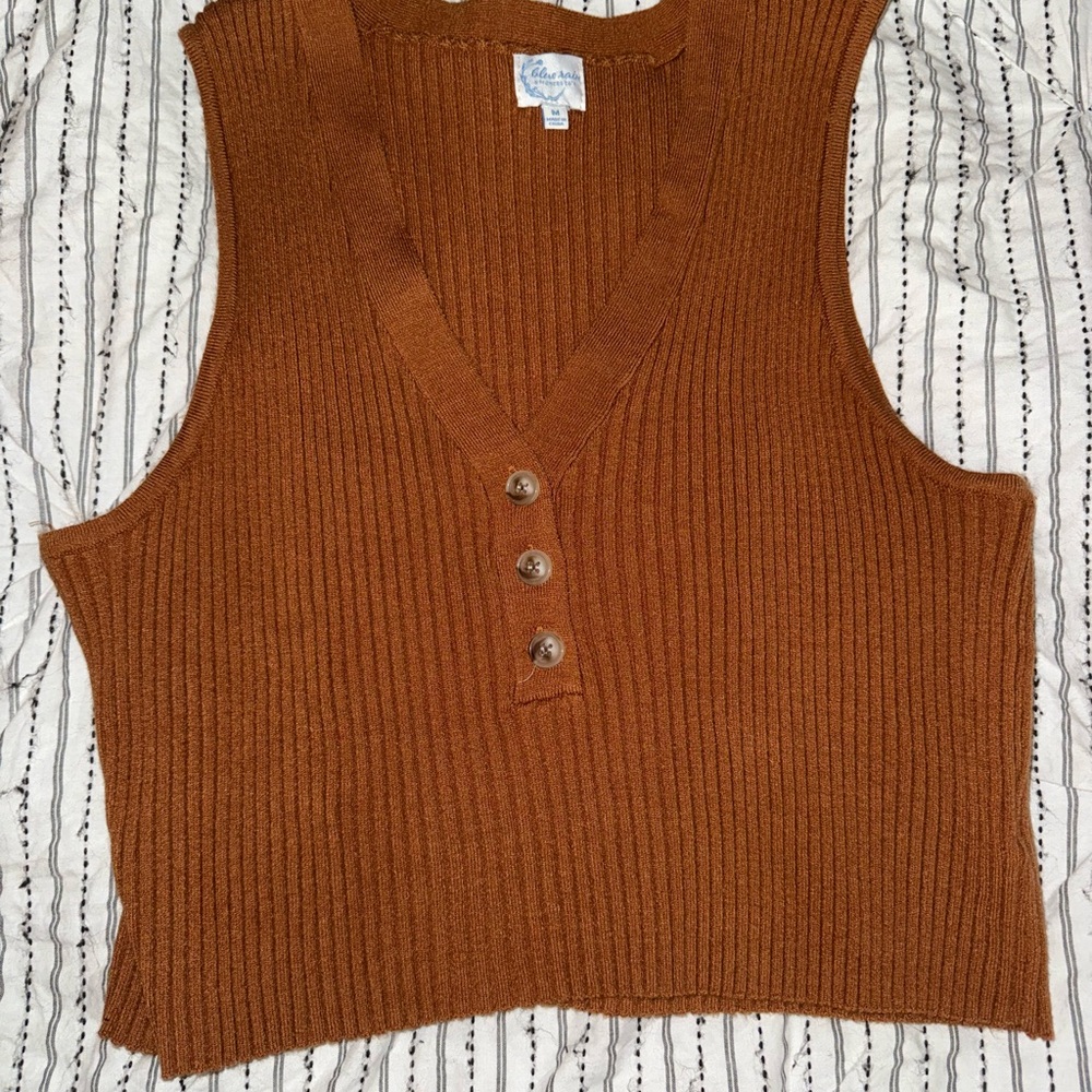 Blue Rain Rust Ribbed Tank Top